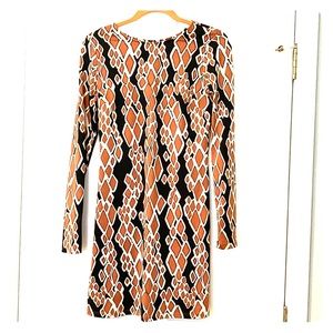 Julie brown dress with awesome geometric print